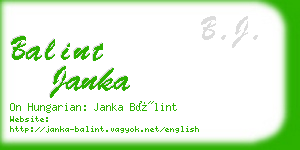 balint janka business card